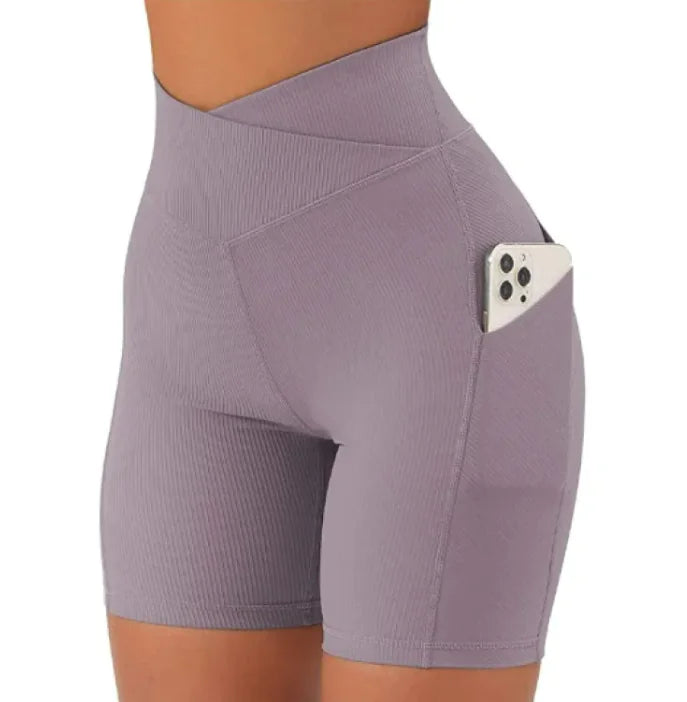 Cross Waist Yoga Pants With Pockets