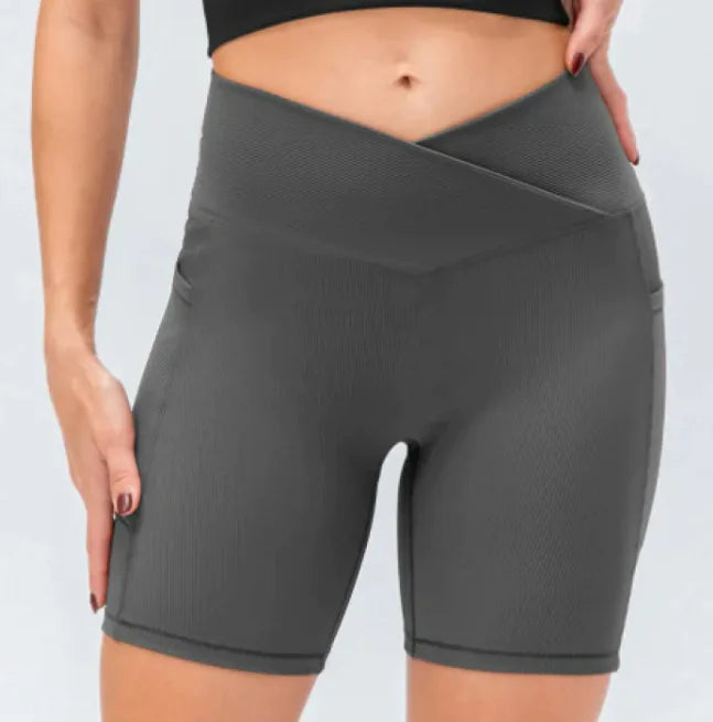 Cross Waist Yoga Pants With Pockets