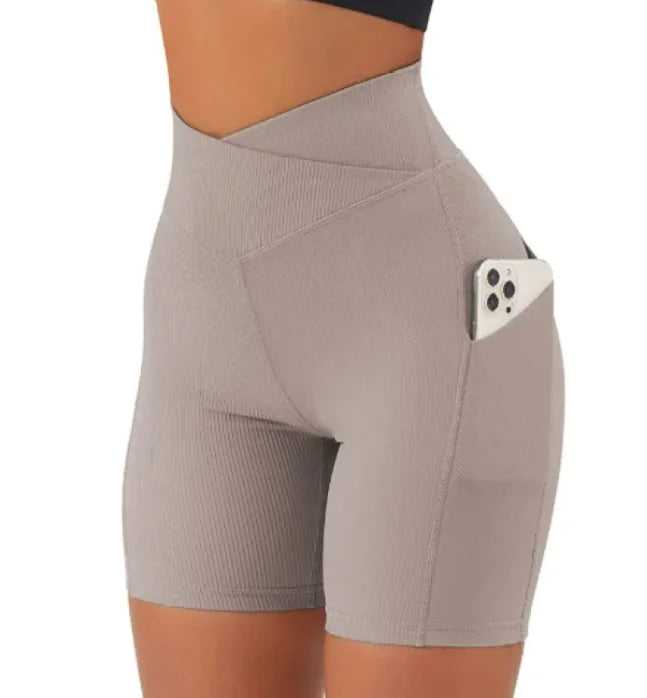 Cross Waist Yoga Pants With Pockets