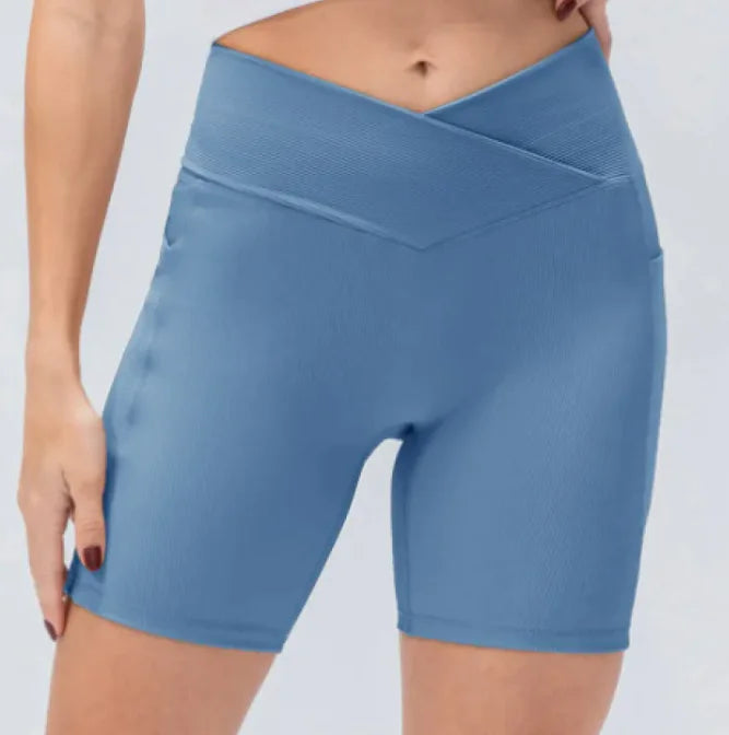 Cross Waist Yoga Pants With Pockets