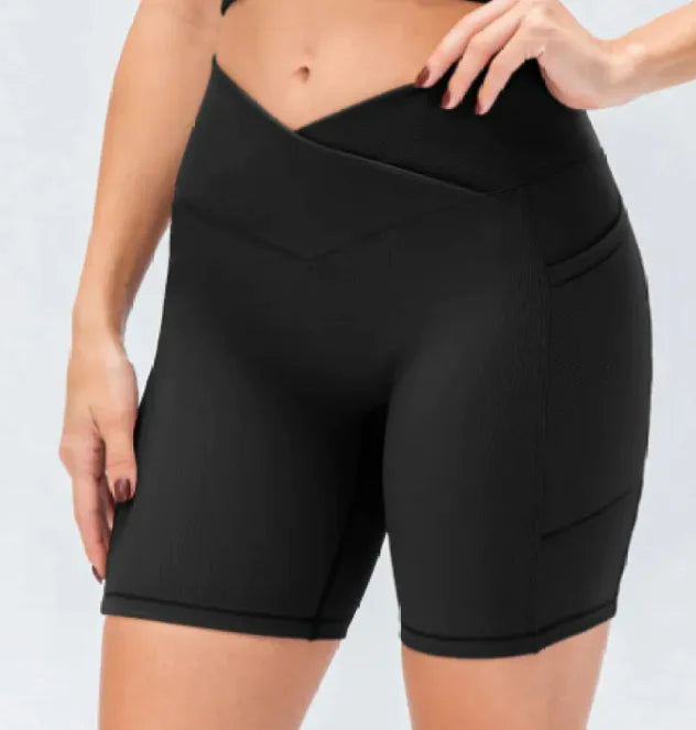 Cross Waist Yoga Pants With Pockets
