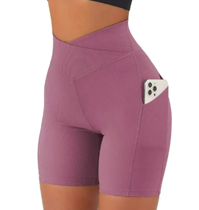 Cross Waist Yoga Pants With Pockets
