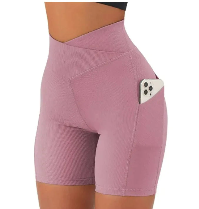 Cross Waist Yoga Pants With Pockets