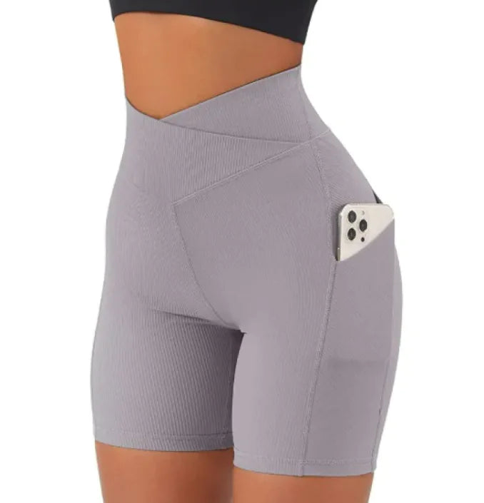 Cross Waist Yoga Pants With Pockets