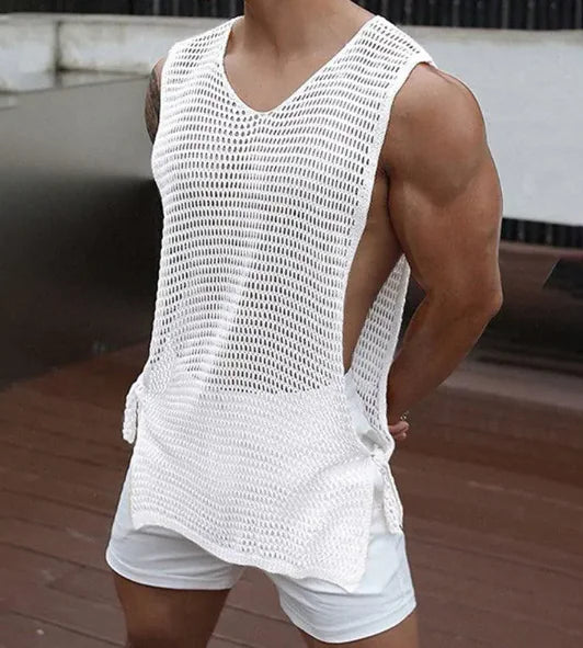 Men’s Sheer Cutout Strap Vest