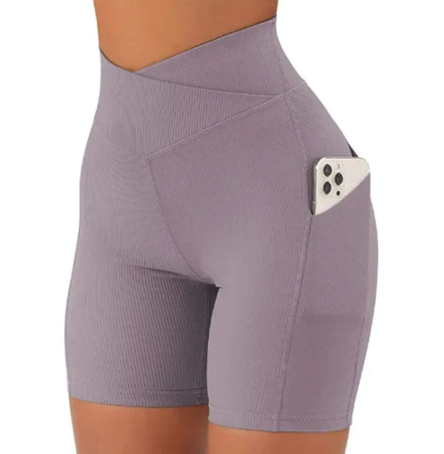 Cross Waist Yoga Pants With Pockets