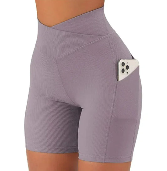 Cross Waist Yoga Pants With Pockets