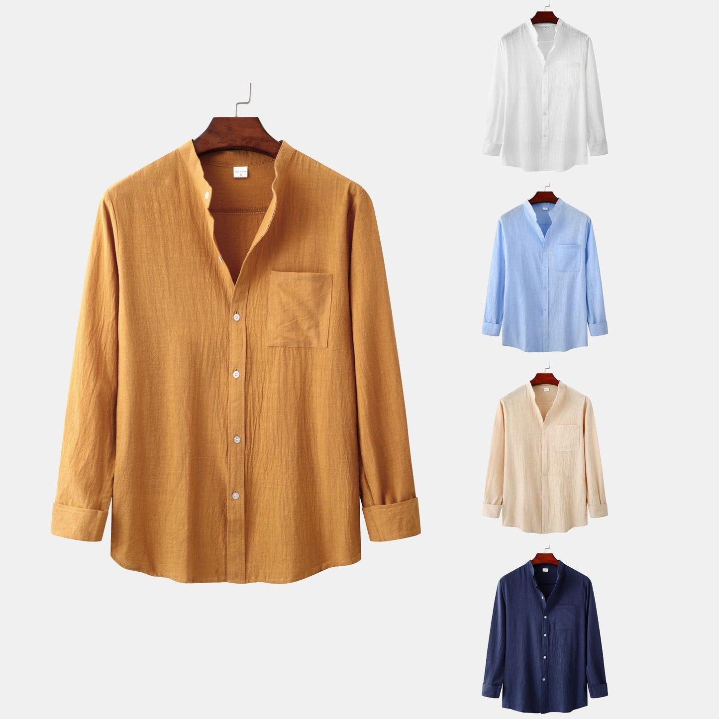 Men's Slim Solid Color Long Sleeve Shirt