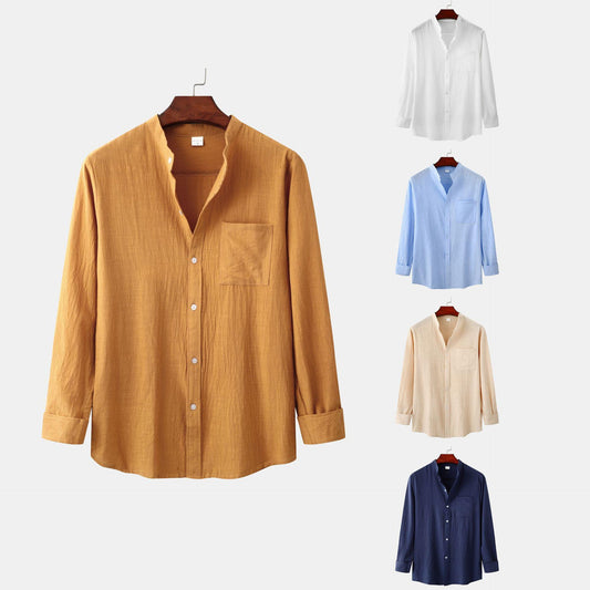 Men's Slim Solid Color Long Sleeve Shirt