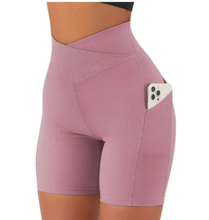 Cross Waist Yoga Pants With Pockets